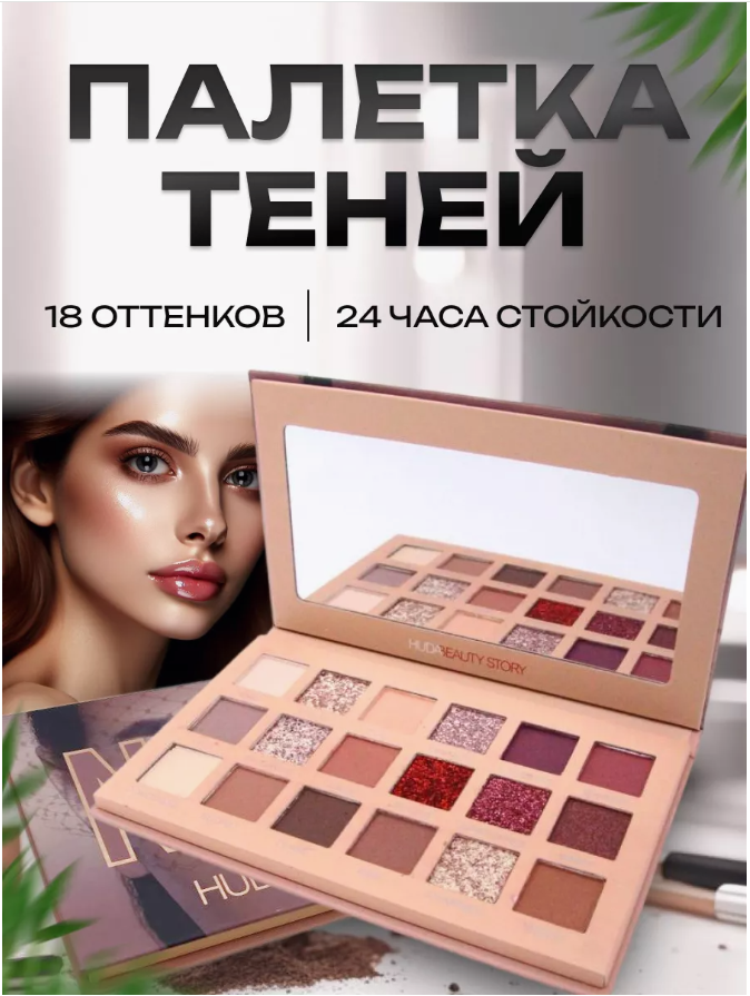 Тени Viiitamins NUDE, 18 перламутровых оттенков, палетка, пигментная текстура