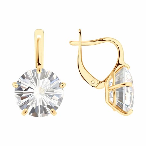 фото Серьги diamant online, красное золото, 585 проба, горный хрусталь, длина 2.2 см, , прозрачный