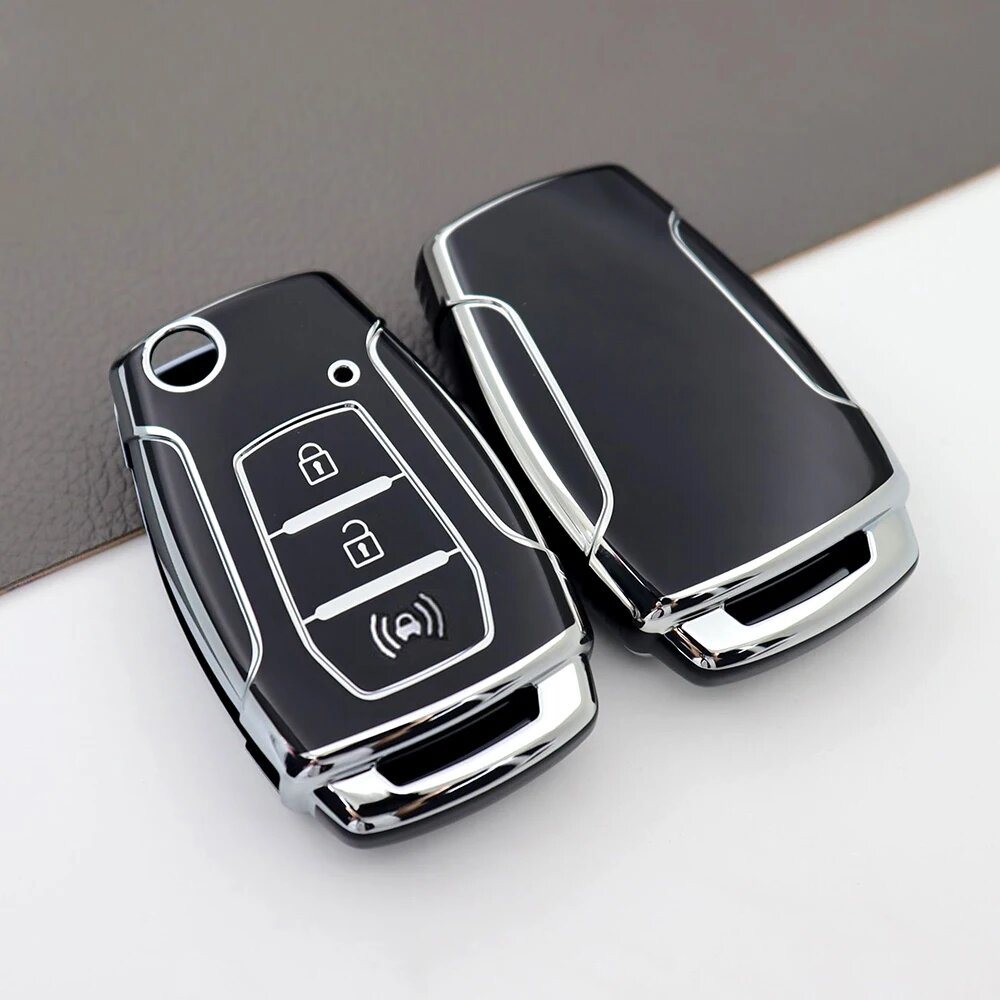 3-кнопочный автомобильный флип-чехол из ТПУ для SsangYong Kyron 2 Sanka Actyon Korando Tivoli защищенный брелок-сумка аксессуары A - Black