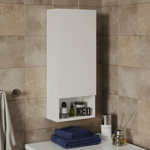 Шкаф навесной для ванной прихожей в ванную деревянный Кео ШКН-160 молочный белый 740х169х300 мм 2860₽