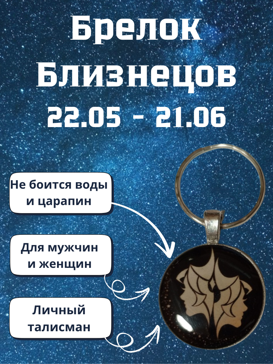 Кулон знак зодиака черный Близнец