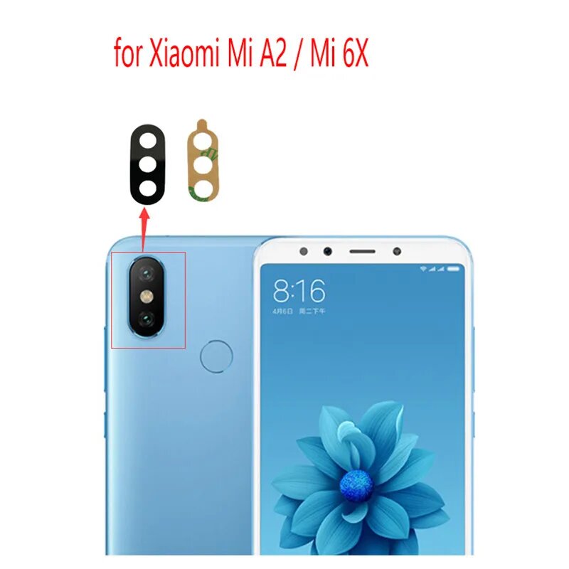 Стеклянный объектив для камеры Xiaomi Mi A2 2 шт задняя камера стеклянный объектив с клеем для Xiaomi Mi 6X запасные части для замены и ремонта