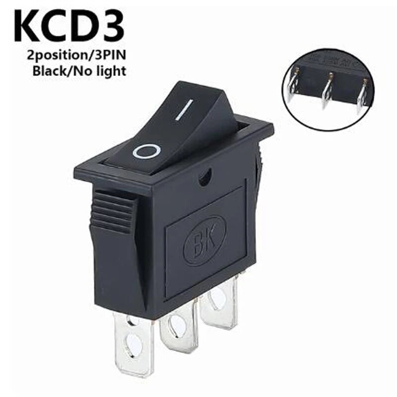 Кулисный переключатель KCD3 2-позиционный 3-контактный 16А 250В/20А 125В