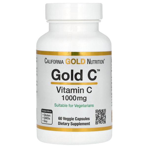Витамин С аскорбиновая кислота California Gold Nutrition Gold C 1000 мг, 60 капсул