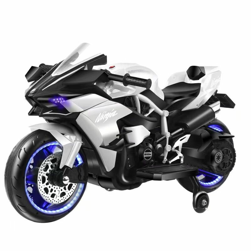 Детский электромобиль Kawasaki H2, детский двухколесный аккумуляторный мотоцикл, на нем может сидеть малыш