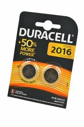 Дисковая литиевая батарейка DURACELL CR2016 BL2 2шт.
