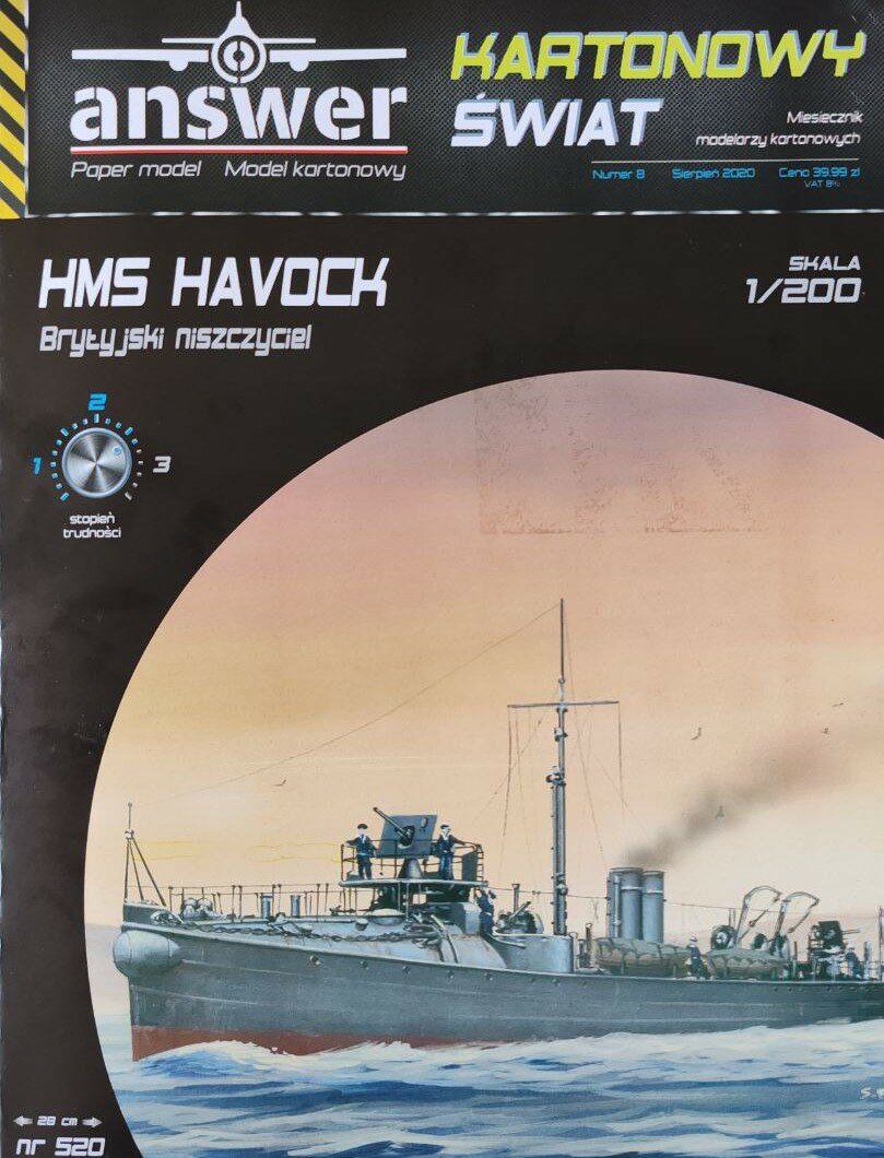 Сборная бумажная модель Эсминец HMS Havock - answer №520 (журнал)