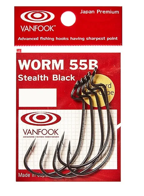 VANFOOK Крючок офсетный VANFOOK WORM-55B (Размер # 2/0; 7шт Stealth Black)