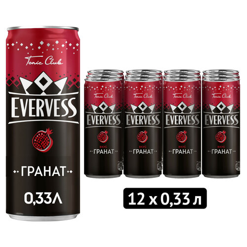 Газированный напиток Evervess Манящая гранада, 0.33 л, металлическая банка, 12 шт.