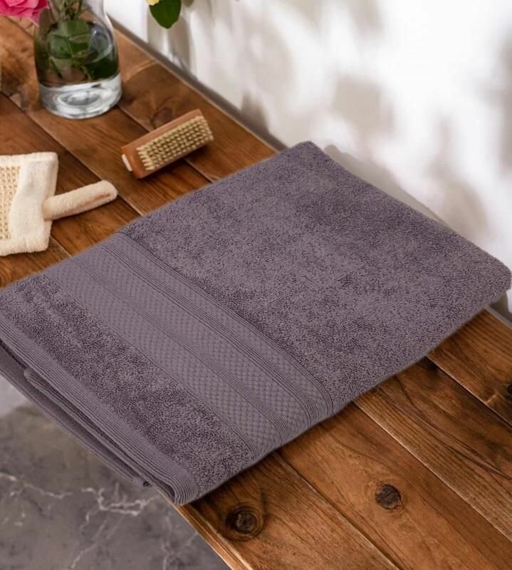 фото Полотенце махровое хлопковое KARVEN PETEK BORDUR DUZ H5160 LUX COTTON k-lila 70х140