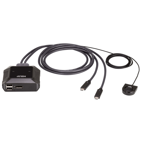 Квм переключатель ATEN 2-Port USB-C 4K DisplayPort Cable KVM Switch (US3312-AT) квм переключатель aten 2 port usb 4k hdmi cable kvm switch cs22h at
