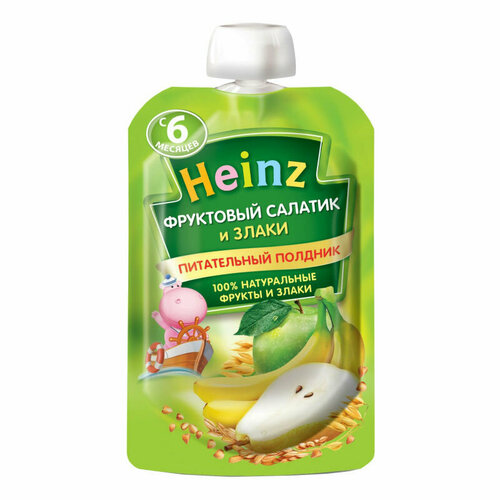 Хайнц (Heinz) Пюре фруктовый салатик и злаки пауч 6 мес. 90 г 1 шт