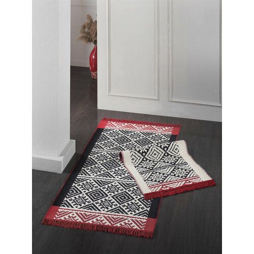 Хлопковый коврик для ванны (1 шт) Akhila v1 черный Sarev (черный), Коврик для ног 80x150