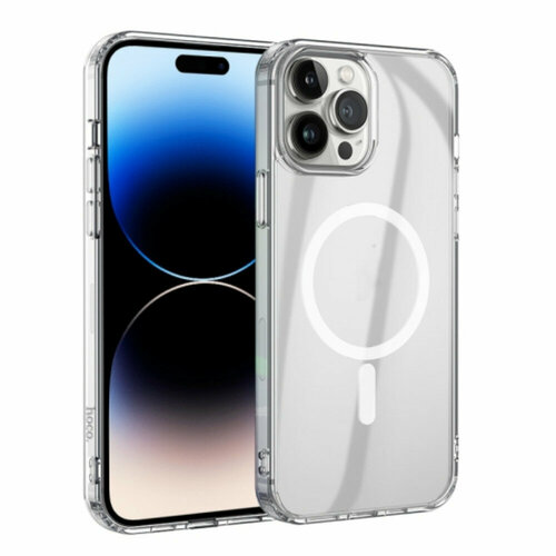 Hoco Чехол Hoco Magnetic Series Airbag Anti-Fall Protective Shell Transparent для iPhone 15 Pro прозрачный protective shell oled host tpu protective shell left and right handles transparent tpu split protective shell anti drop shell