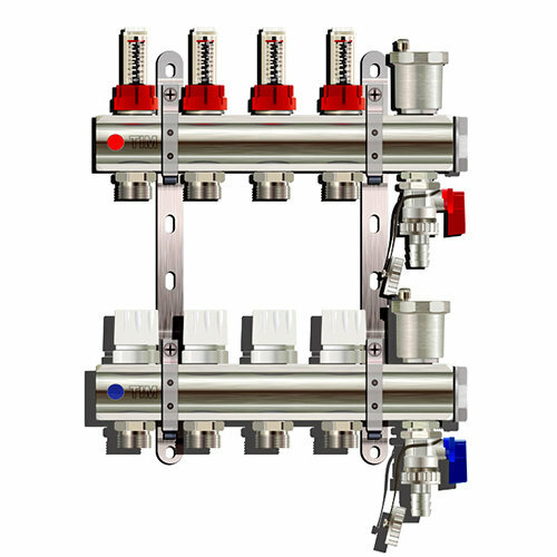 Распределительный коллектор с расходомерами на 4 контуров Tim (KC004)