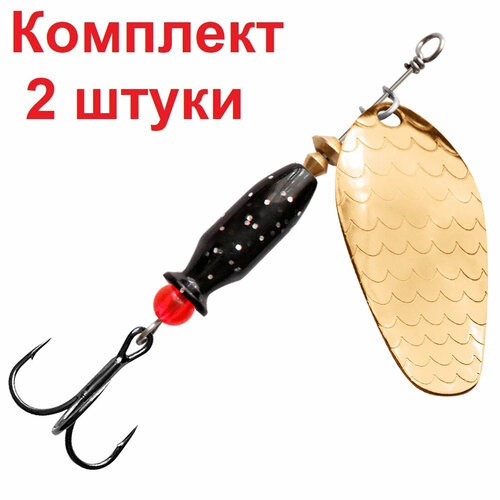 фото Блесна-вертушка для рыбалки aqua esti bullet-3 10,0g, золото, 2 штуки в комплекте