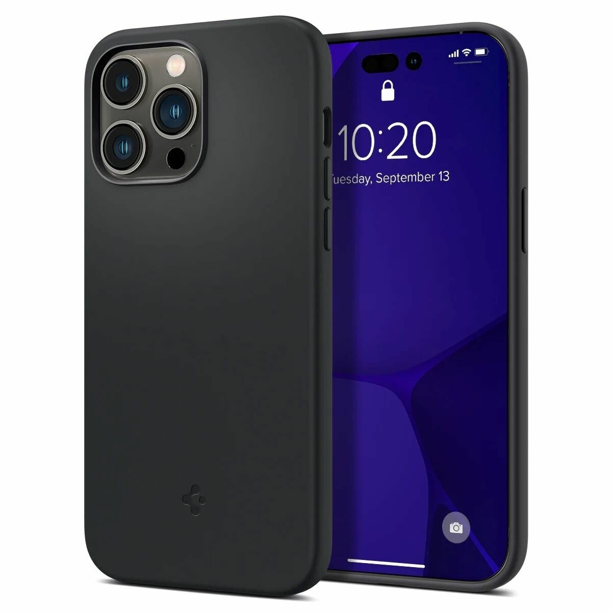 Чехол Spigen на Apple iPhone 14 Pro (ACS04991) Silicone Fit (MagFit) / Спиген чехол для Айфон 14 Про MagSafe, противоударный, с защитой камеры, черный