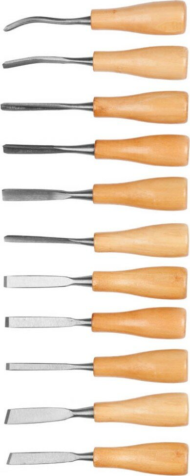 DEXX Набор DEXX: Стамески фигурные "мини" с деревянной ручкой, 11шт , ( 1834-H11_z01 )