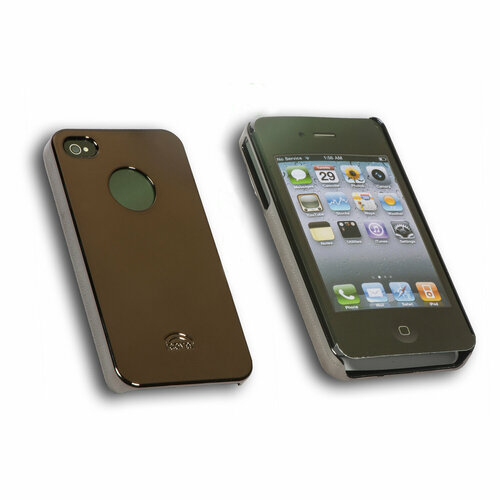 IP4-MT-DS Чехол-панель iCover Mirror Case темный серебристый для Apple iPhone 4/iPhone 4S (пластик) с защитной пленкой
