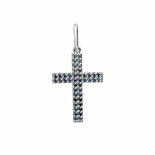 фото Corde серебряная подвеска - крест с натуральными сапфирами, серебро 925 проба.