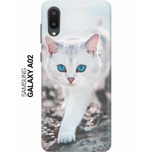 ультратонкий силиконовый чехол накладка для samsung galaxy j6 2018 с принтом голубоглазый кот Ультратонкий силиконовый чехол-накладка для Samsung Galaxy A02 с принтом Голубоглазый кот