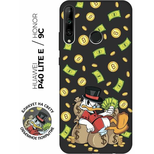 Матовый чехол Rich Scrooge для Honor 9C / Huawei P40 Lite E / Хуавей П40 Лайт Е / Хонор 9С с 3D эффектом черный силиконовый чехол с принтом rich scrooge для honor 9c huawei p40 lite e хуавей п40 лайт е хонор 9с