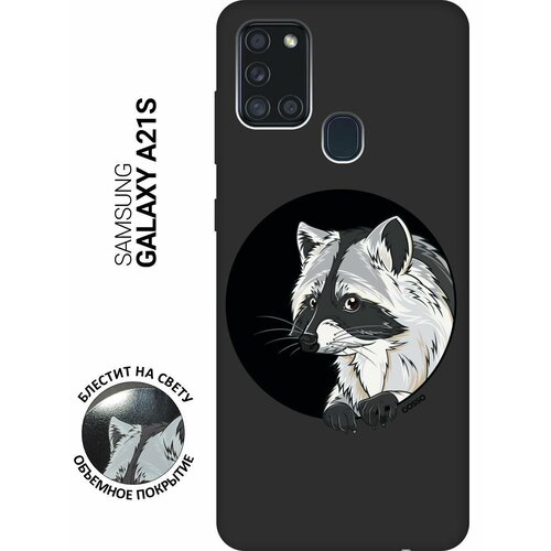 Матовый Soft Touch силиконовый чехол на Samsung Galaxy A21s, Самсунг А21с с 3D принтом Raccon in a Hollow черный матовый soft touch силиконовый чехол на samsung galaxy s23 самсунг с23 плюс с 3d принтом raccon in a hollow черный