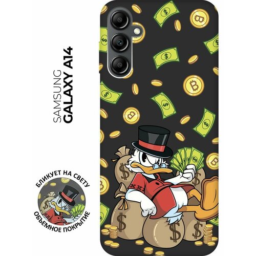 Матовый чехол Rich Scrooge для Samsung Galaxy A14 / Самсунг А14 с 3D эффектом черный матовый чехол rich scrooge для samsung galaxy s8 самсунг с8 с 3d эффектом черный