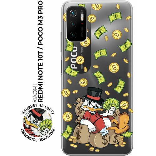 Силиконовый чехол с принтом Rich Scrooge для Xiaomi Redmi Note 10T / Poco M3 Pro / Сяоми Поко М3 Про / Сяоми Редми Ноут 10Т силиконовый чехол на xiaomi poco m3 pro сяоми поко м3 про голубые клематисы прозрачный