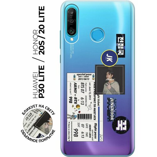 Силиконовый чехол с принтом BTS Stickers для Honor 20 Lite / 20s / Huawei P30 Lite / Хуавей П30 Лайт / Хонор 20 Лайт / 20s силиконовый чехол на honor 20 lite 20s huawei p30 lite хуавей п30 лайт хонор 20 лайт 20s silky touch premium с принтом cats красный