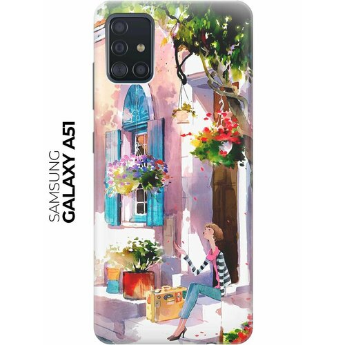 Cиликоновый прозрачный чехол ArtColor для Samsung Galaxy A51 с принтом Девочка на цветущей улочке cиликоновый прозрачный чехол artcolor для samsung galaxy a31 с принтом девочка на цветущей улочке