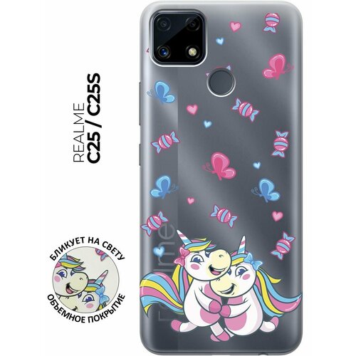 Силиконовый чехол с принтом Unicorns and Candies для Realme C25 / C25S / Рилми С25 / С25с силиконовый чехол marshmallows на realme c25 c25s реалми с25 c25s