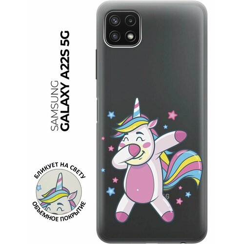 Силиконовый чехол с принтом Unicorn Dab для Samsung Galaxy A22s 5G / Самсунг А22с силиконовый чехол с принтом rich scrooge для samsung galaxy a22s 5g самсунг а22с