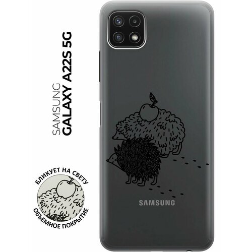 Силиконовый чехол с принтом Funny hedgehogs для Samsung Galaxy A22s 5G / Самсунг А22с силиконовый чехол с принтом don t mention it для samsung galaxy a22s 5g самсунг а22с