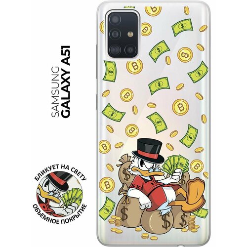 Силиконовый чехол с принтом Rich Scrooge для Samsung Galaxy A51 / Самсунг А51 матовый чехол rich scrooge для samsung galaxy a51 самсунг а51 с 3d эффектом желтый