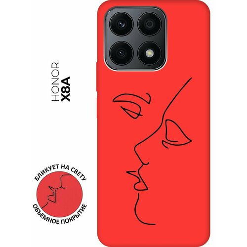 Матовый чехол Faces для Honor X8a / Хонор Х8А с 3D эффектом красный матовый чехол two faces w для honor x8a хонор х8а с 3d эффектом черный