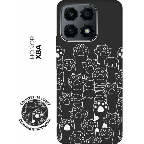 Матовый чехол Paws W для Honor X8a / Хонор Х8А с 3D эффектом черный матовый чехол paws w для honor 70 хонор 70 с 3d эффектом черный