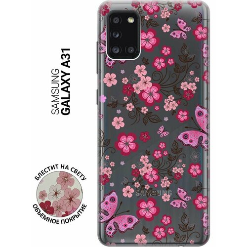 Ультратонкий силиконовый чехол-накладка для Samsung Galaxy A31 с 3D принтом Butterflies and Flowers ультратонкий силиконовый чехол накладка для samsung galaxy a31 с 3d принтом space