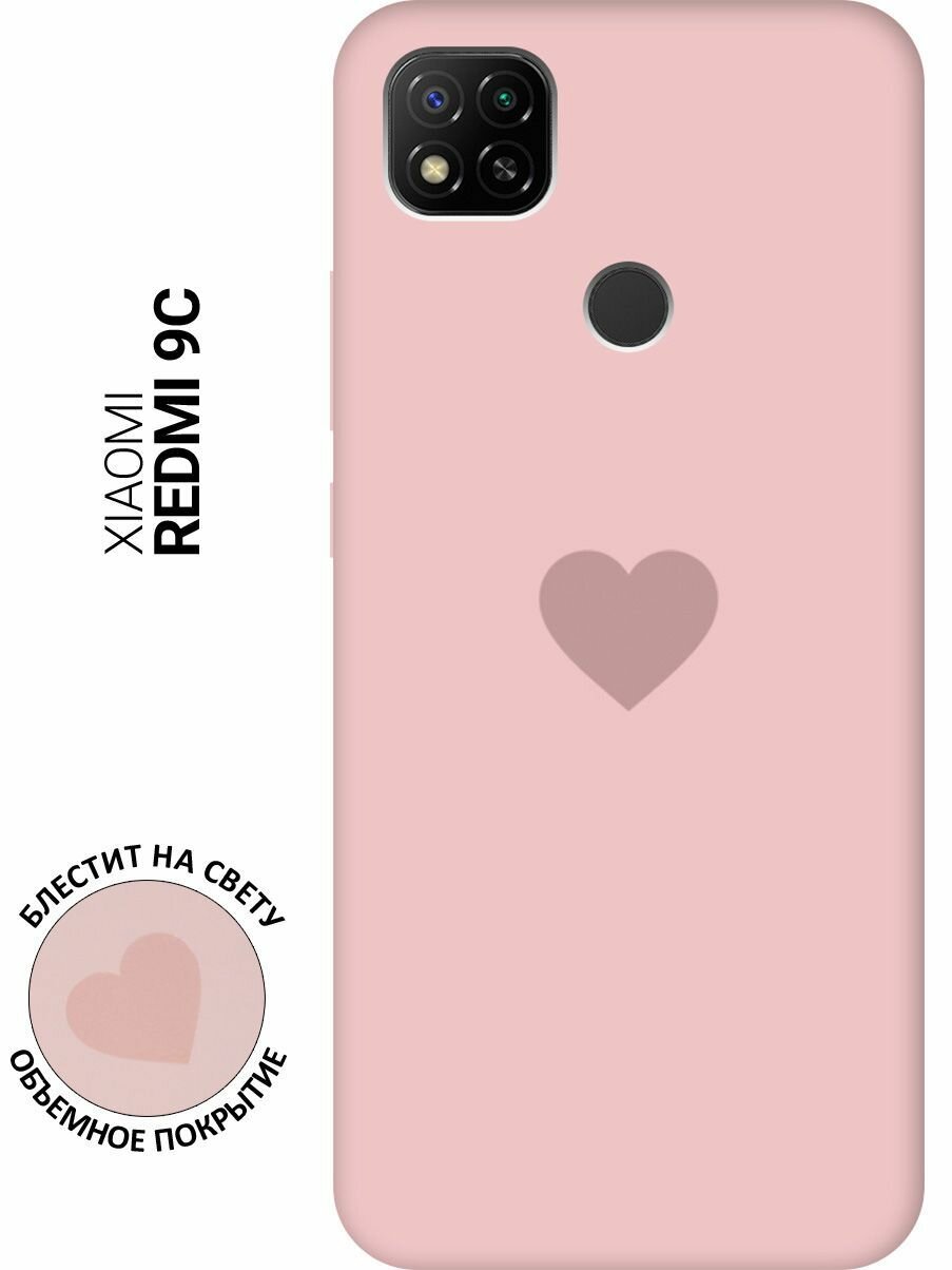 Силиконовая чехол-накладка Silky Touch для Xiaomi Redmi 9C с принтом "Heart" розовая