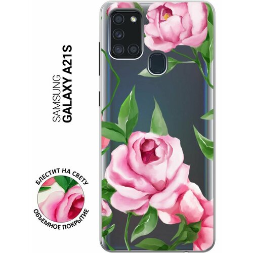 Силиконовый чехол на Samsung Galaxy A21s, Самсунг А21с с 3D принтом Amazing Peonies прозрачный чехол книжка на samsung galaxy a21s самсунг а21с с 3d принтом amazing roses золотистый