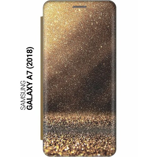 Чехол-книжка на Samsung Galaxy A7 (2018), Самсунг А7 2018 c принтом Золотая пыль золотистый чехол книжка на samsung galaxy a7 2018 самсунг а7 2018 c принтом золотая пыль золотистый