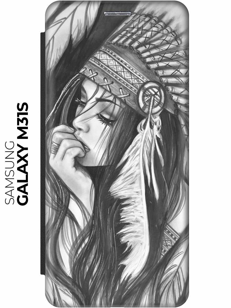 Чехол-книжка Эскиз девушки на Samsung Galaxy M31S / Самсунг М31с черный