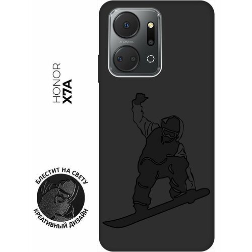 Матовый чехол Snowboarding для Honor X7a / Хонор Х7а с 3D эффектом черный матовый чехол tag stickers для honor x7a хонор х7а с 3d эффектом черный