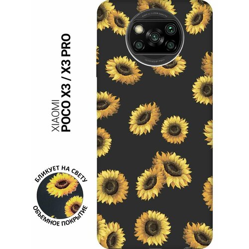 RE: PA Чехол - накладка Soft Sense для Xiaomi Poco X3 с 3D принтом Sunflowers черный re pa чехол накладка soft sense для xiaomi poco x3 желтый
