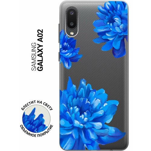 Силиконовый чехол на Samsung Galaxy A02, Самсунг А02 с 3D принтом Amazing Asters прозрачный чехол книжка на samsung galaxy a02 самсунг а02 с 3d принтом amazing asters золотистый