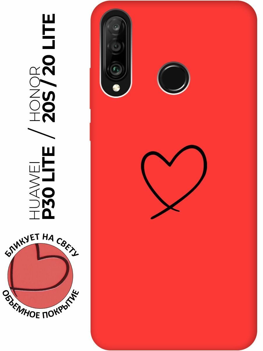 Матовый чехол Heart для Honor 20 Lite / 20s / Huawei P30 Lite / Хуавей П30 Лайт / Хонор 20 Лайт / 20s с 3D эффектом красный
