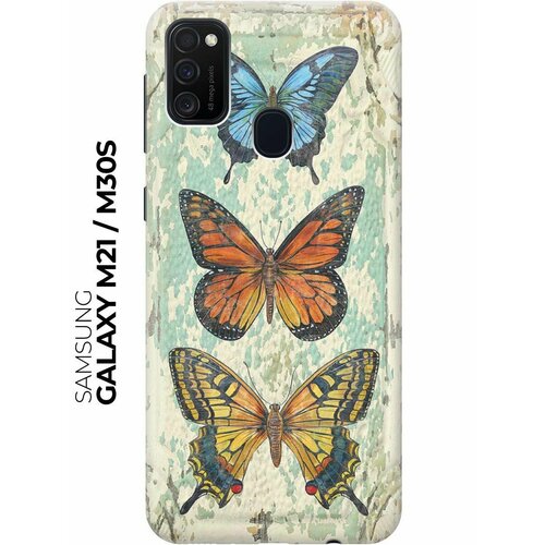 Чехол - накладка ArtColor для Samsung Galaxy M21 / M30s с принтом Три бабочки чехол накладка artcolor для samsung galaxy note 20 с принтом три бабочки