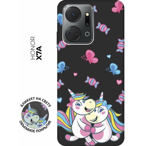 Матовый чехол Unicorns and Candies для Honor X7a / Хонор Х7а с 3D эффектом черный матовый чехол unicorns and candies для honor x7a хонор х7а с 3d эффектом розовый