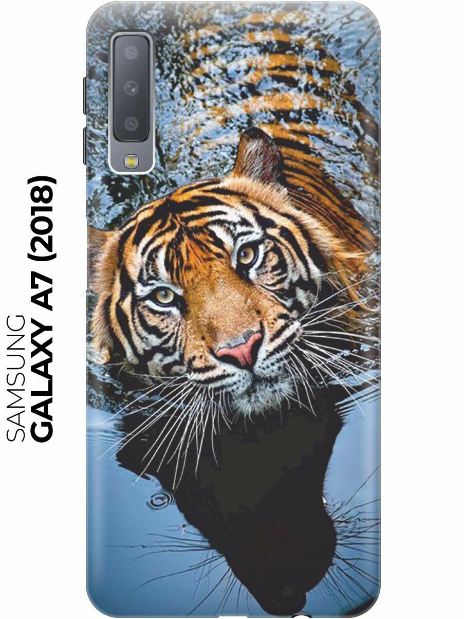 RE: PAЧехол - накладка ArtColor для Samsung Galaxy A7 (2018) с принтом "Тигр купается"