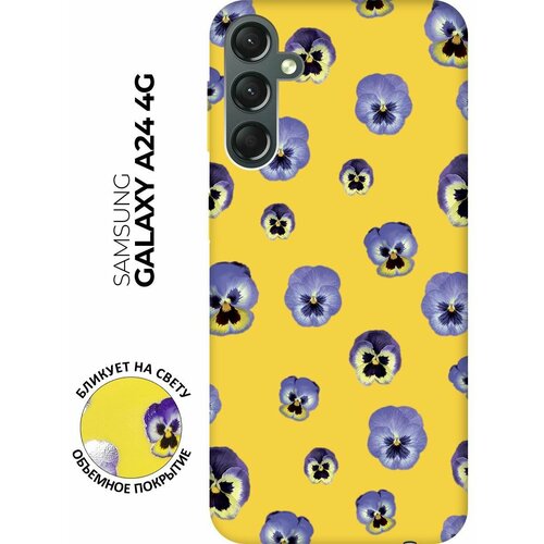 Матовый чехол Pansies для Samsung Galaxy A24 / Самсунг А24 с 3D эффектом желтый матовый чехол tigers pattern для samsung galaxy a24 самсунг а24 с 3d эффектом желтый